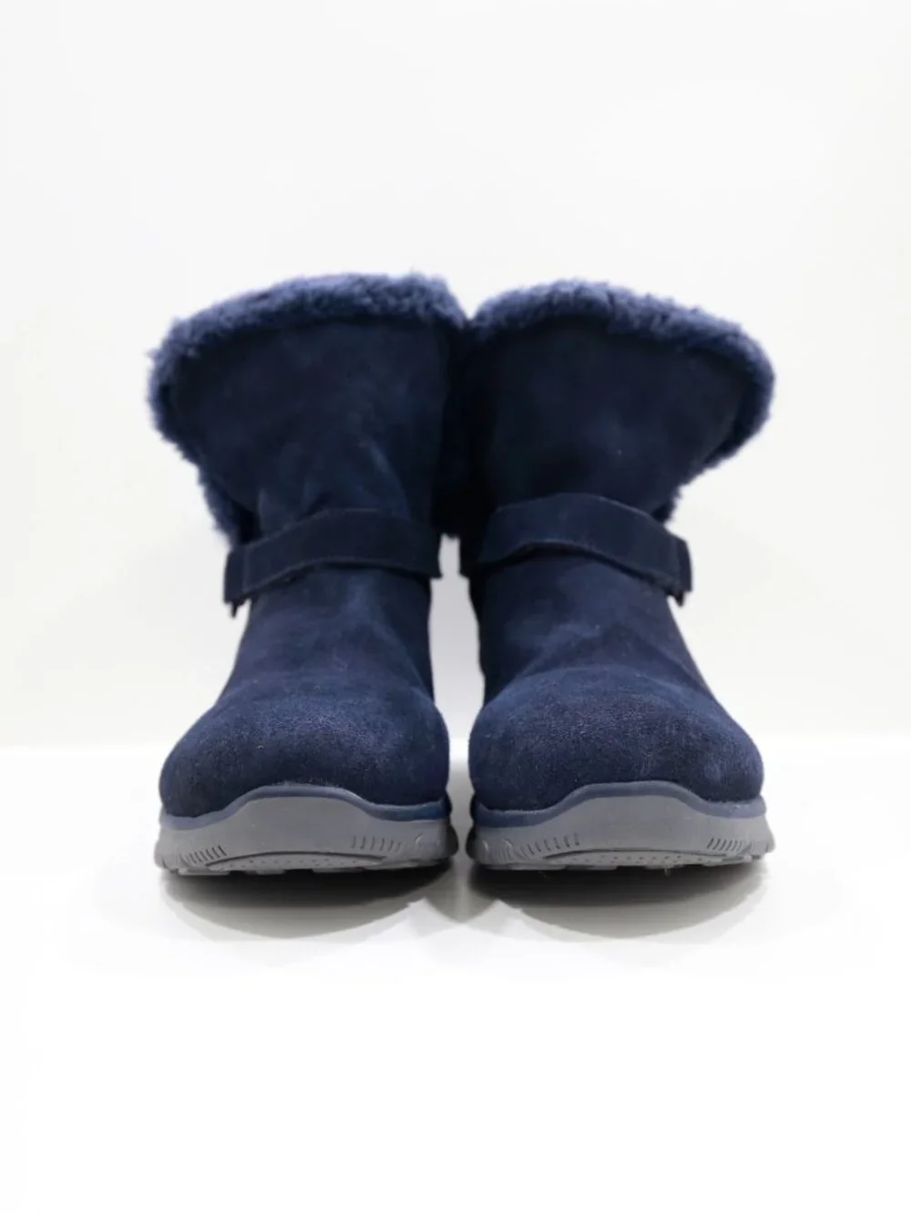 Skechers Slip Ins Easy Going Blue Suede Faux-Fur Lined Winter Boots - 10 Wide